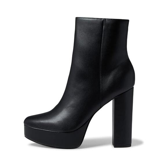 MARC FISHER RUBLIA BLACK PLATFORM SIDE ZIP ANKLE BOOT - SZ 8 - Picture 4 of 5